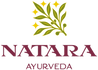 Natará Ayurveda logo with green leaves and yellow stars on a white background